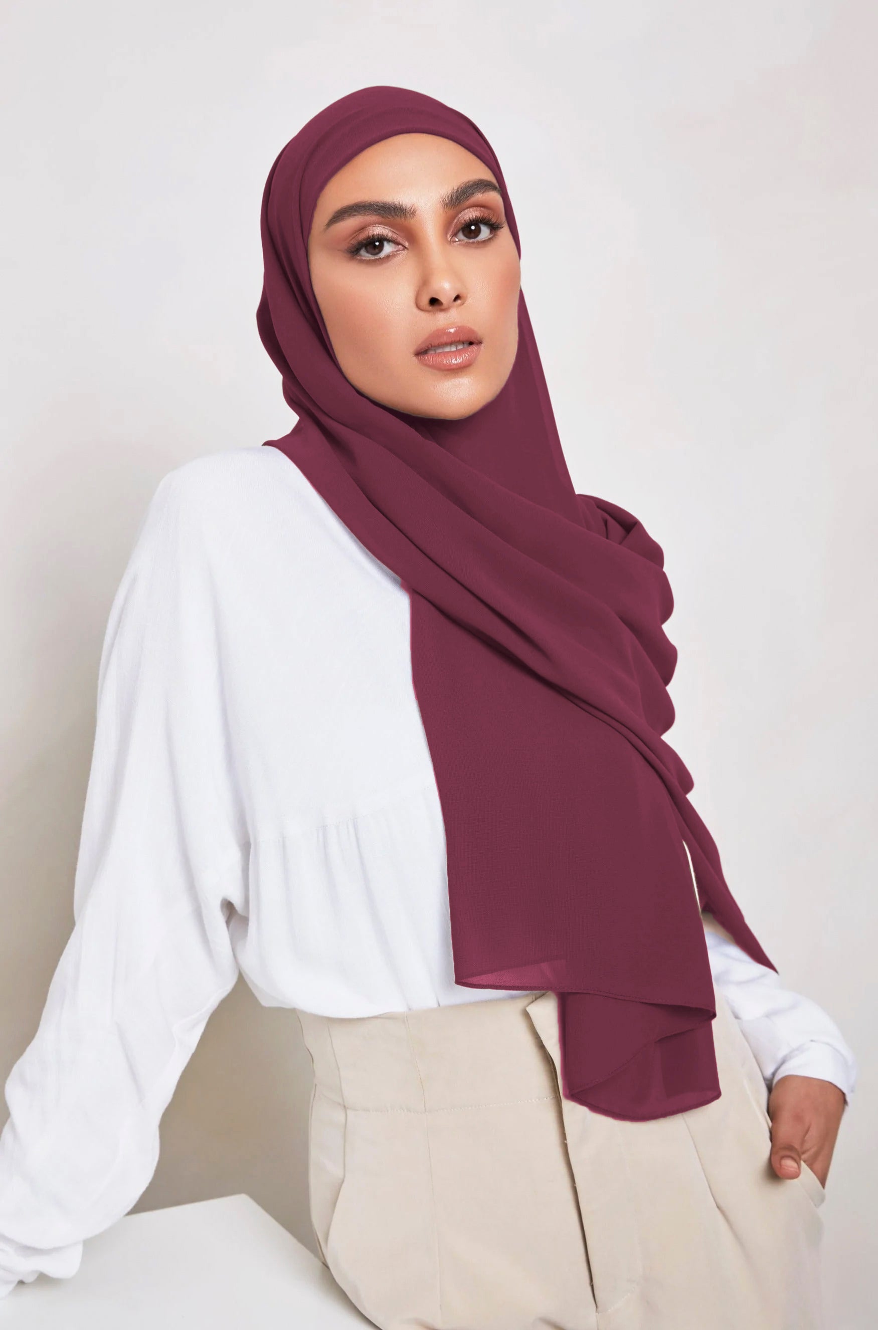 Luxury Chiffon Georgette - Cherry