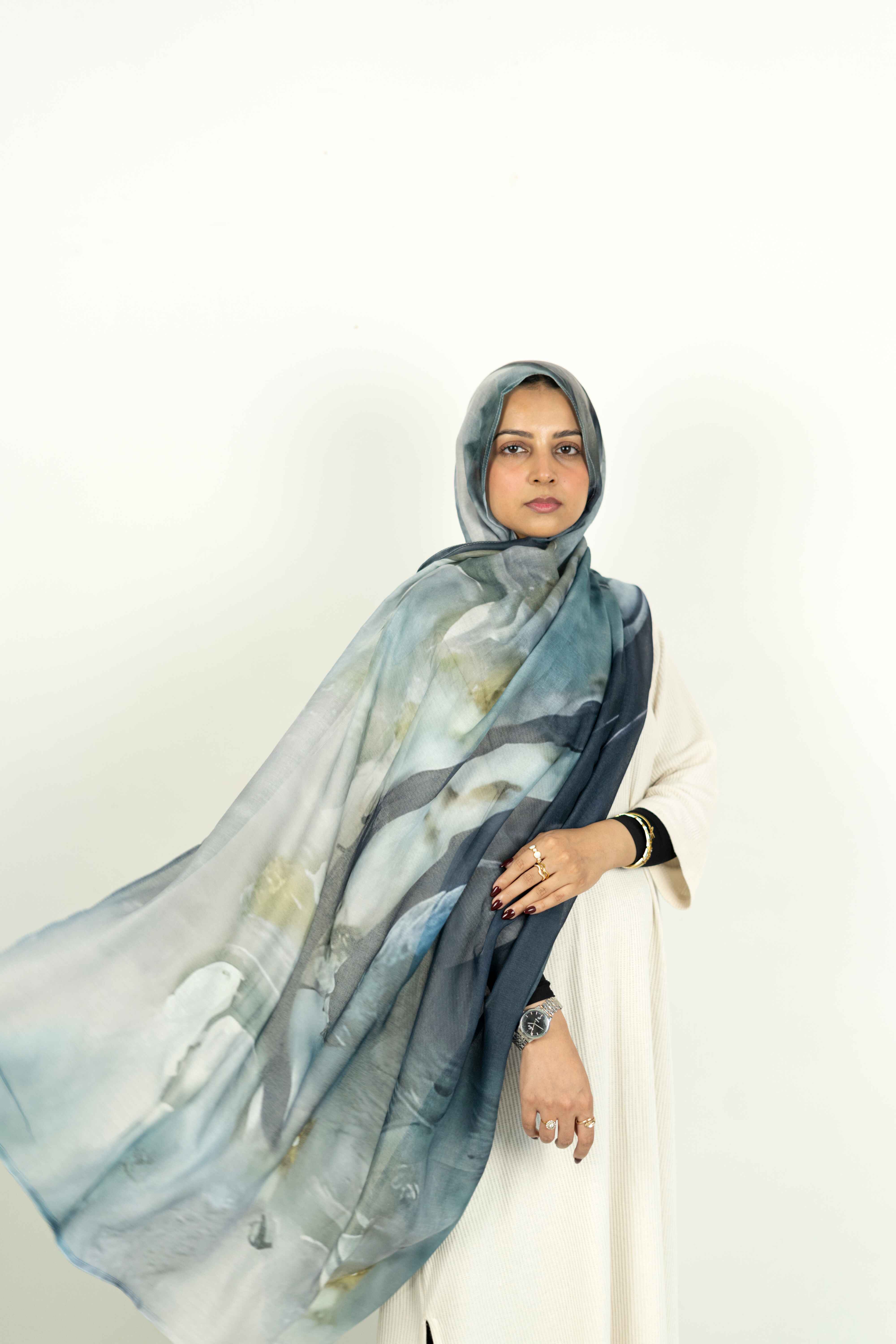 Aqua Veil - Printed Modal Hijab