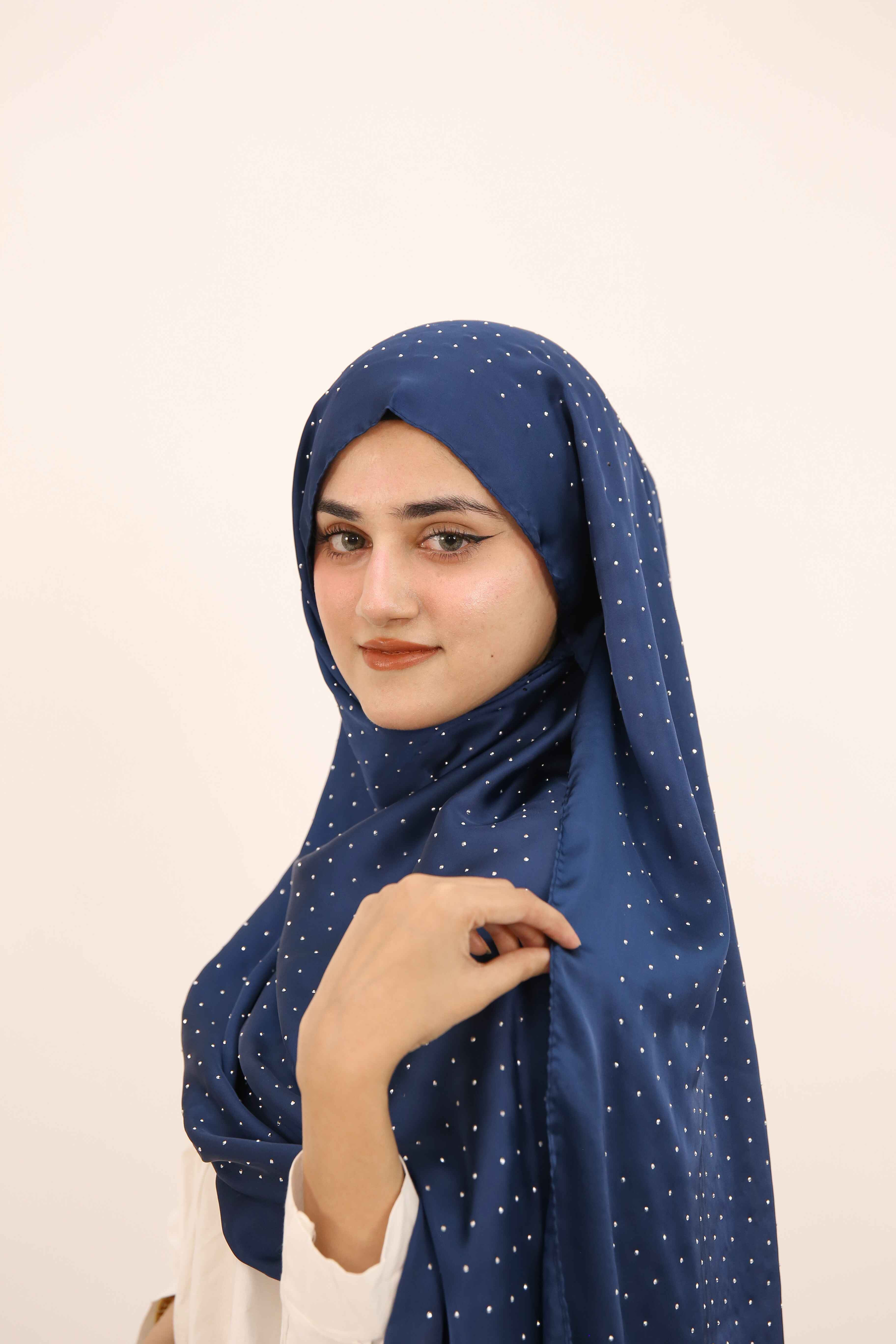Rhinestone Silk - Navy Blue