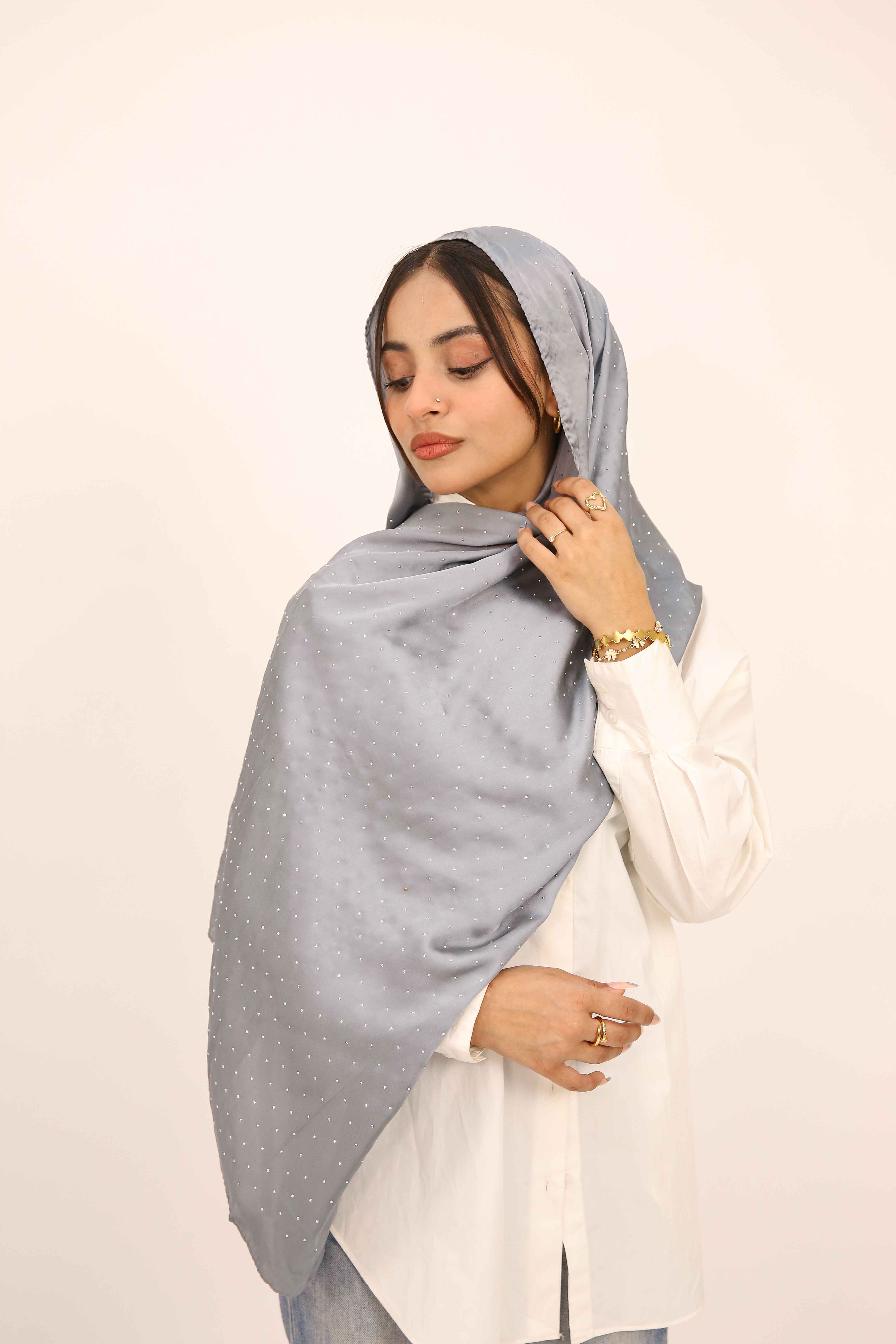Rhinestone Silk - Grey